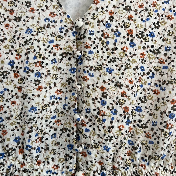 Madewell Silk V-Neck Peplum Popover Top Fieldwalk Floral Cottagecore Sz S Romant - Picture 5 of 14